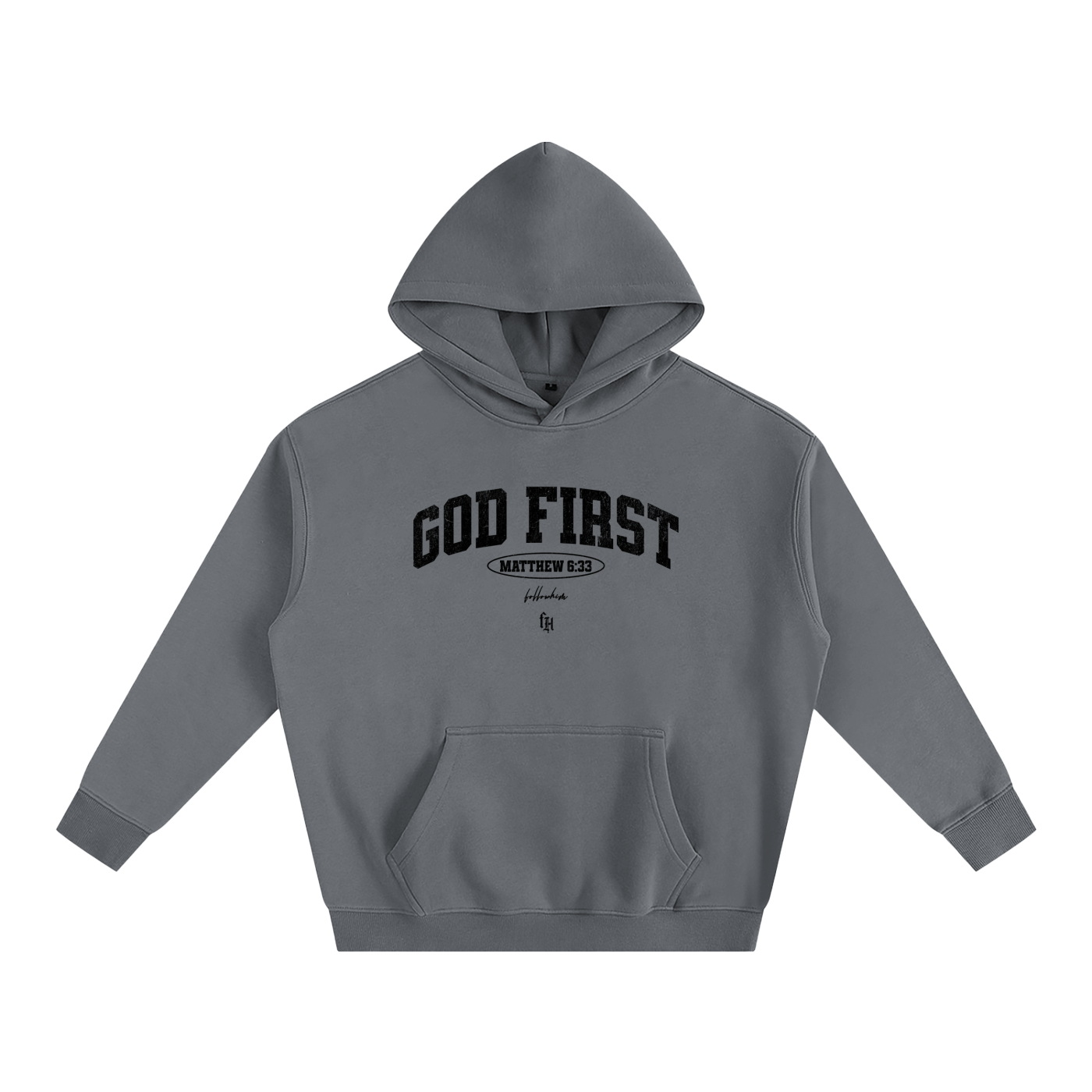 GOD FIRST HOODIE WHITE, GREY