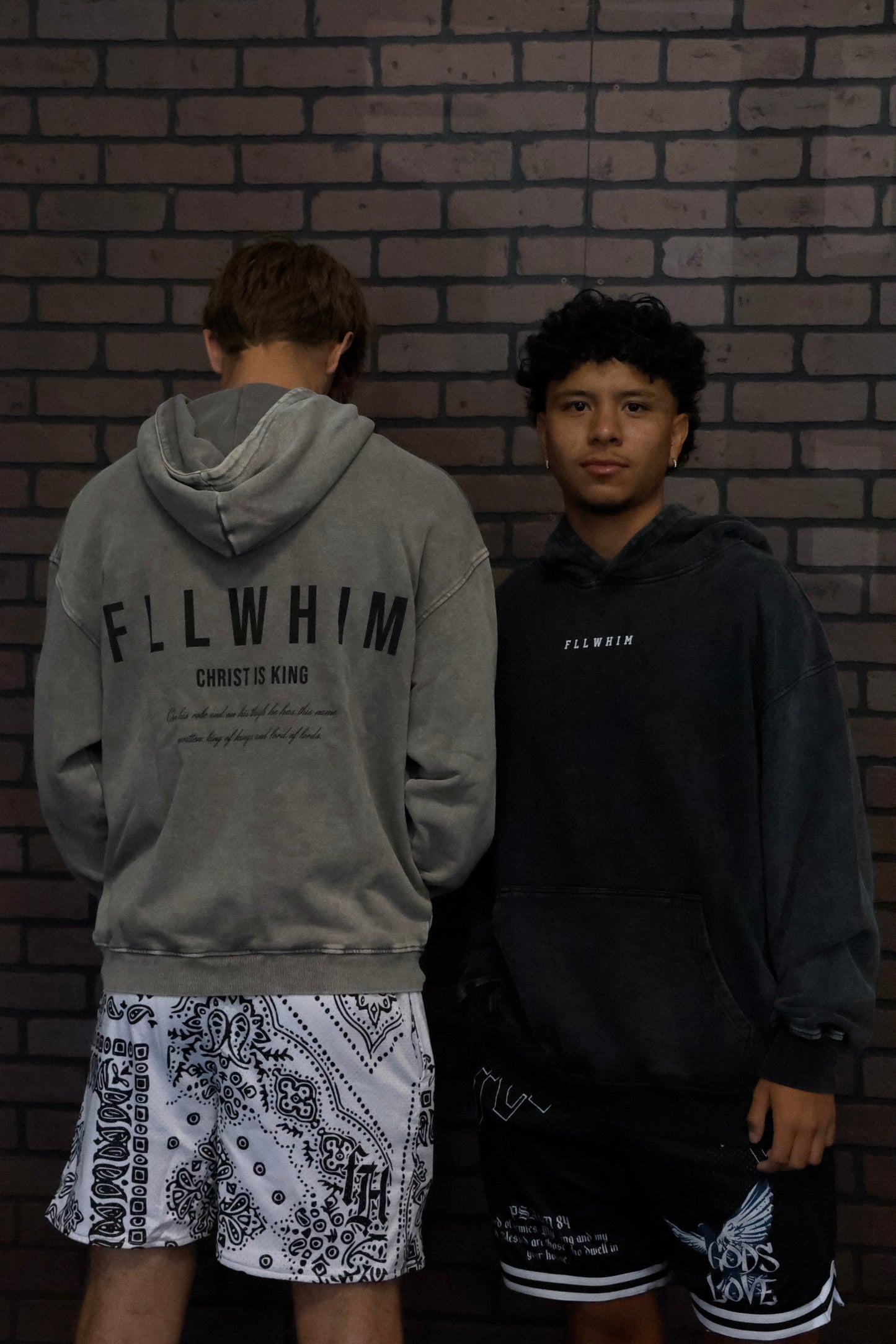 ACID WASH FLLWHIM HOODIE - light grey, dark grey, light brown