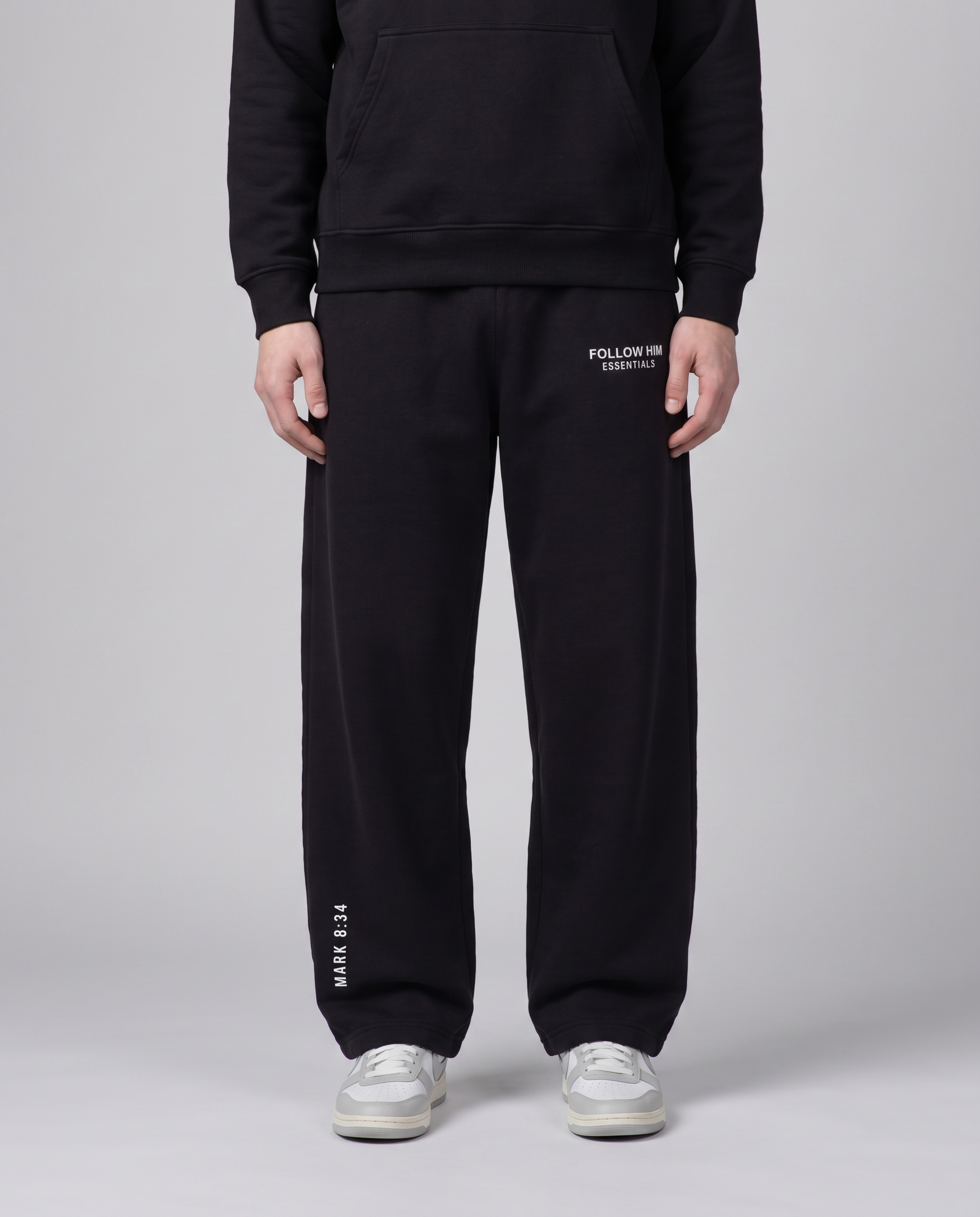 Follow Him Essential Barrel Leg Sweatpants in black