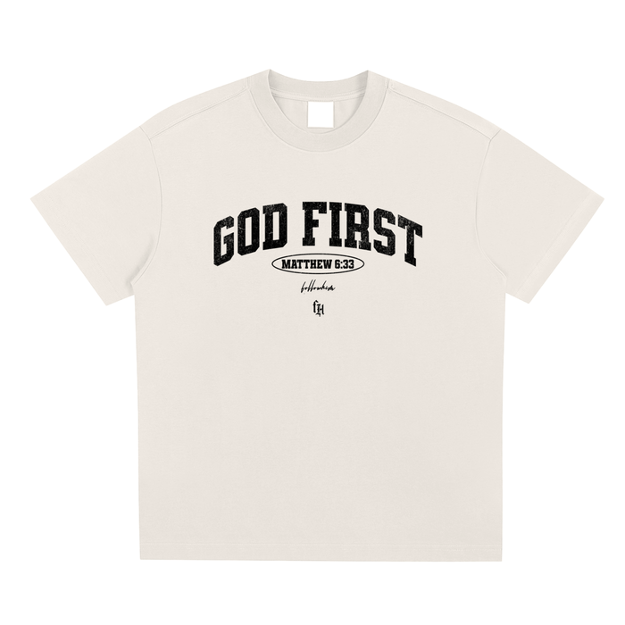 GOD FIRST TEE (sand)