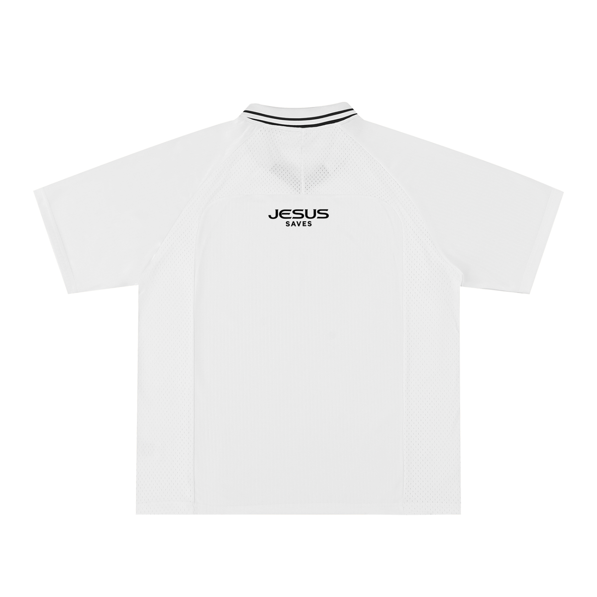 Oversized White Jesus Saves Jersey (size down)