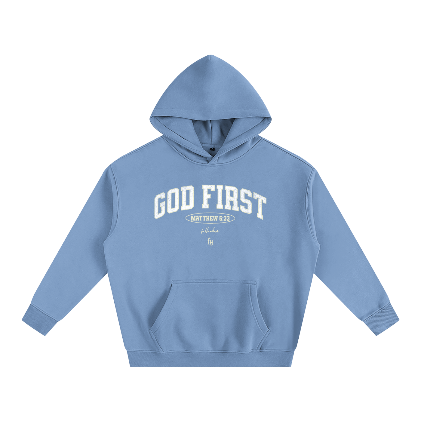 GOD FIRST HOODIE BLUE