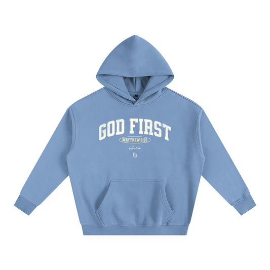GOD FIRST HOODIE BLUE