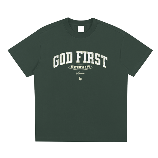 GOD FIRST TEE GREEN
