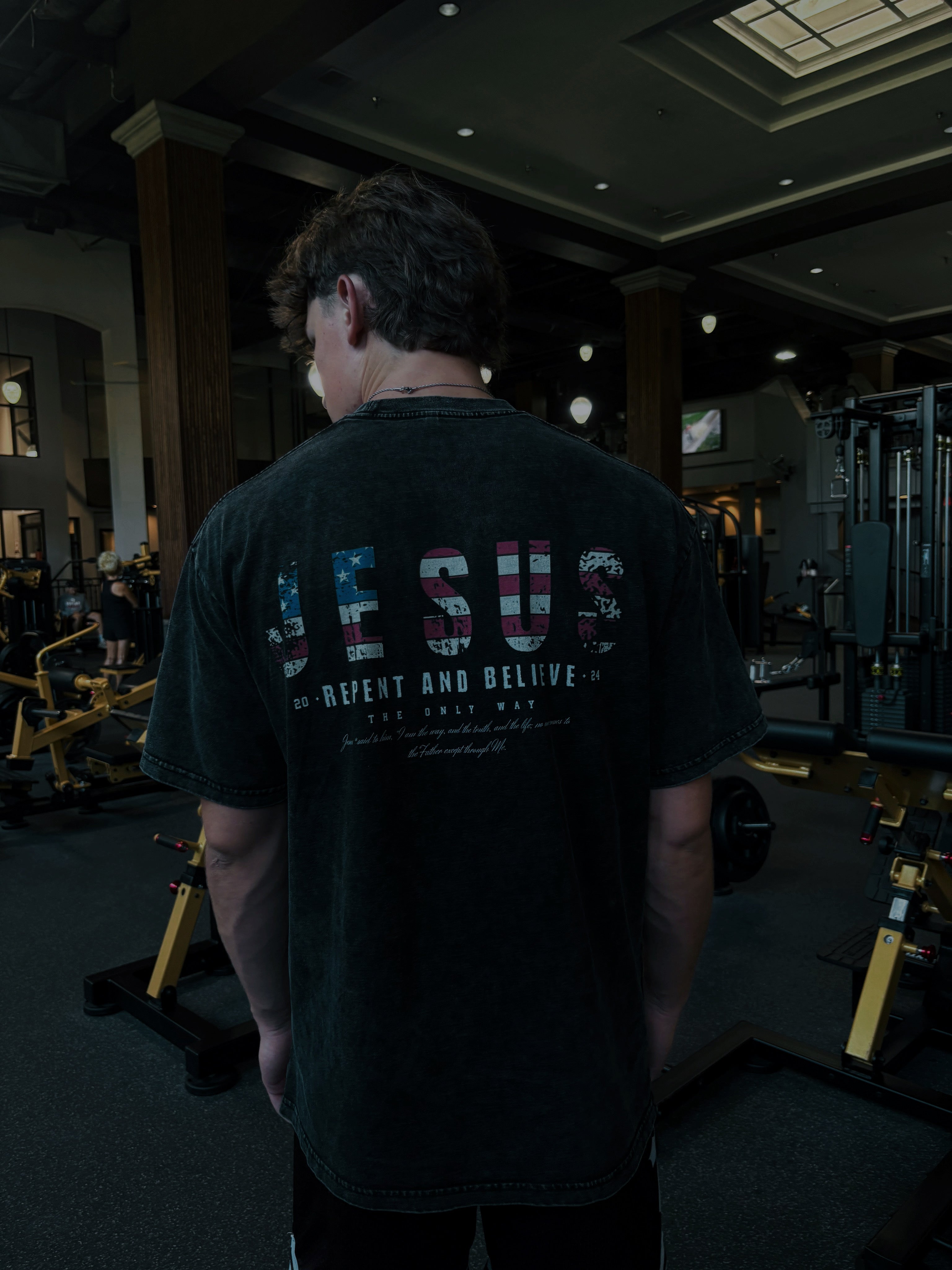 Jesus Saves American Flag Oversized Tee