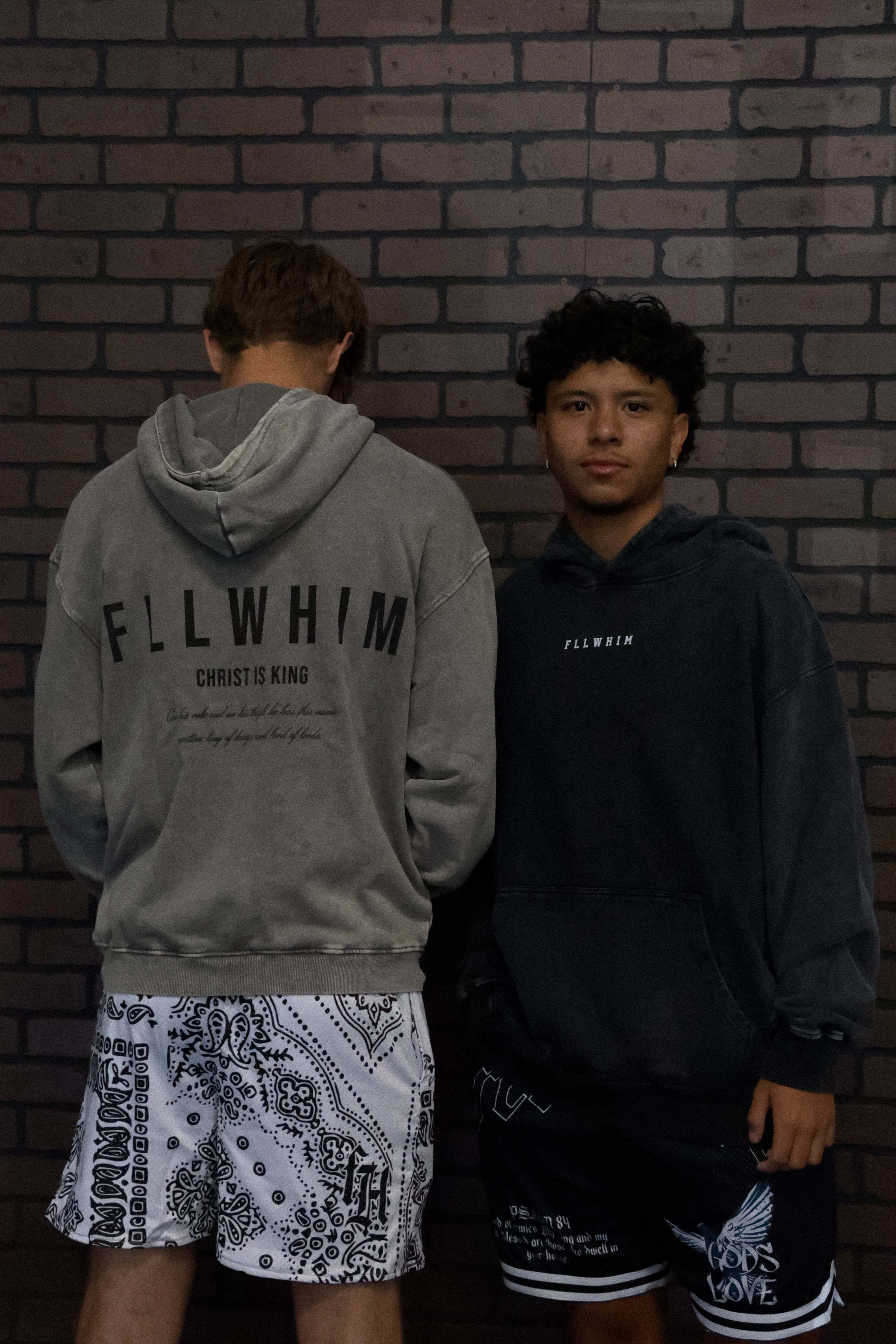 ACID WASH FLLWHIM HOODIE - light grey, dark grey, light brown