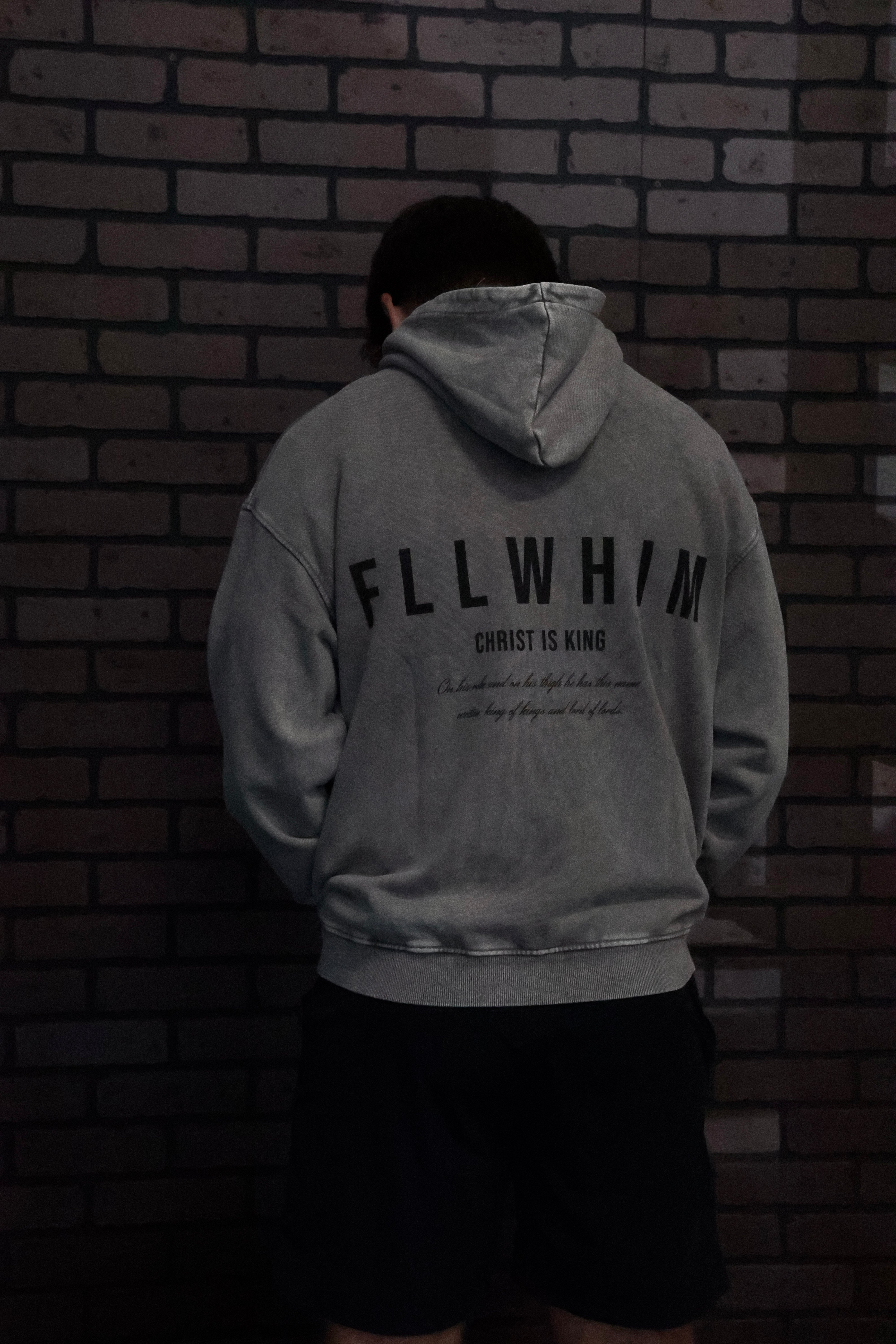 ACID WASH FLLWHIM HOODIE - light grey, dark grey, light brown