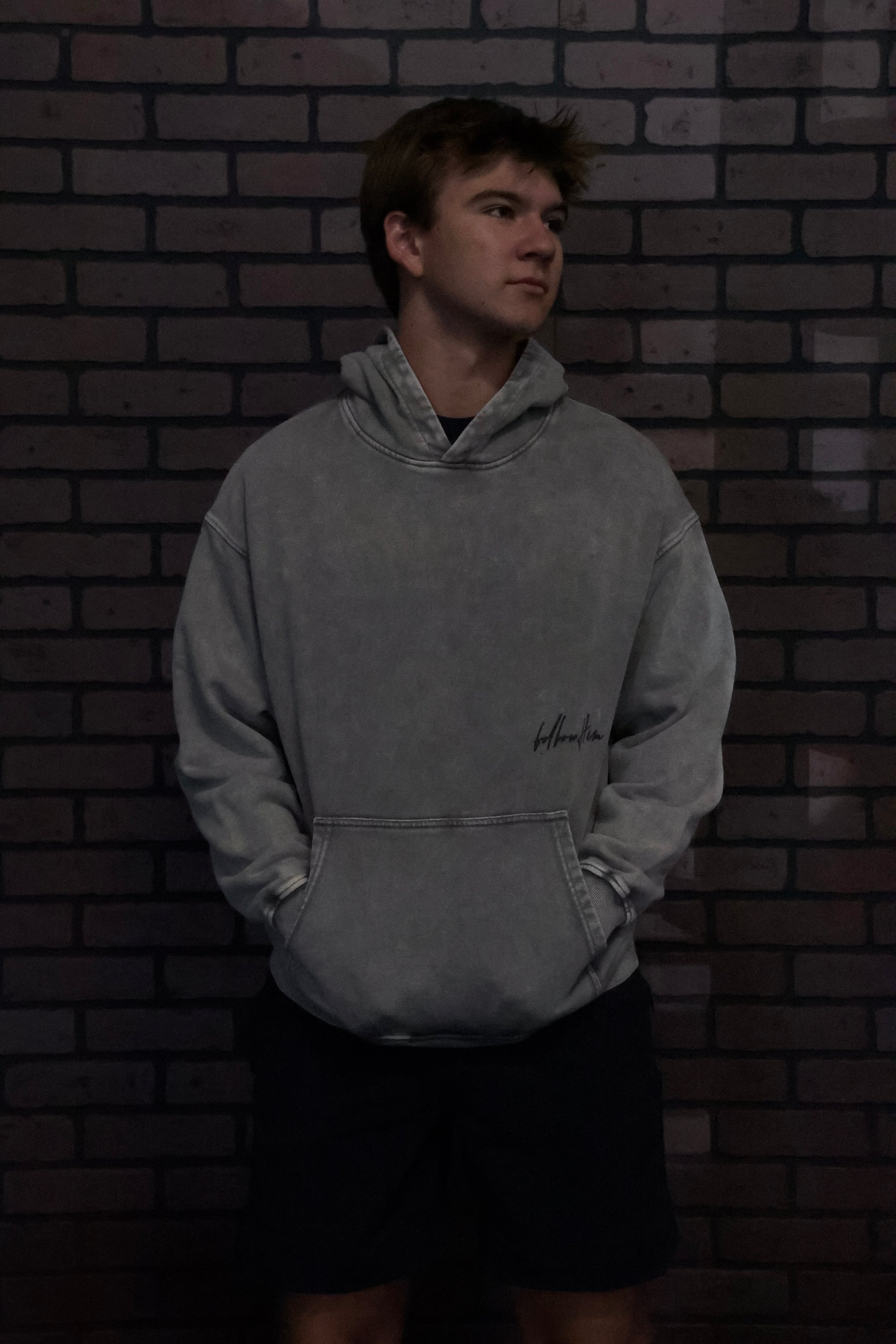 ACID WASH FLLWHIM HOODIE - light grey, dark grey, light brown