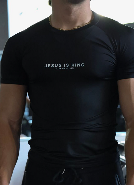 Jesus is King Compression Tee BLACK