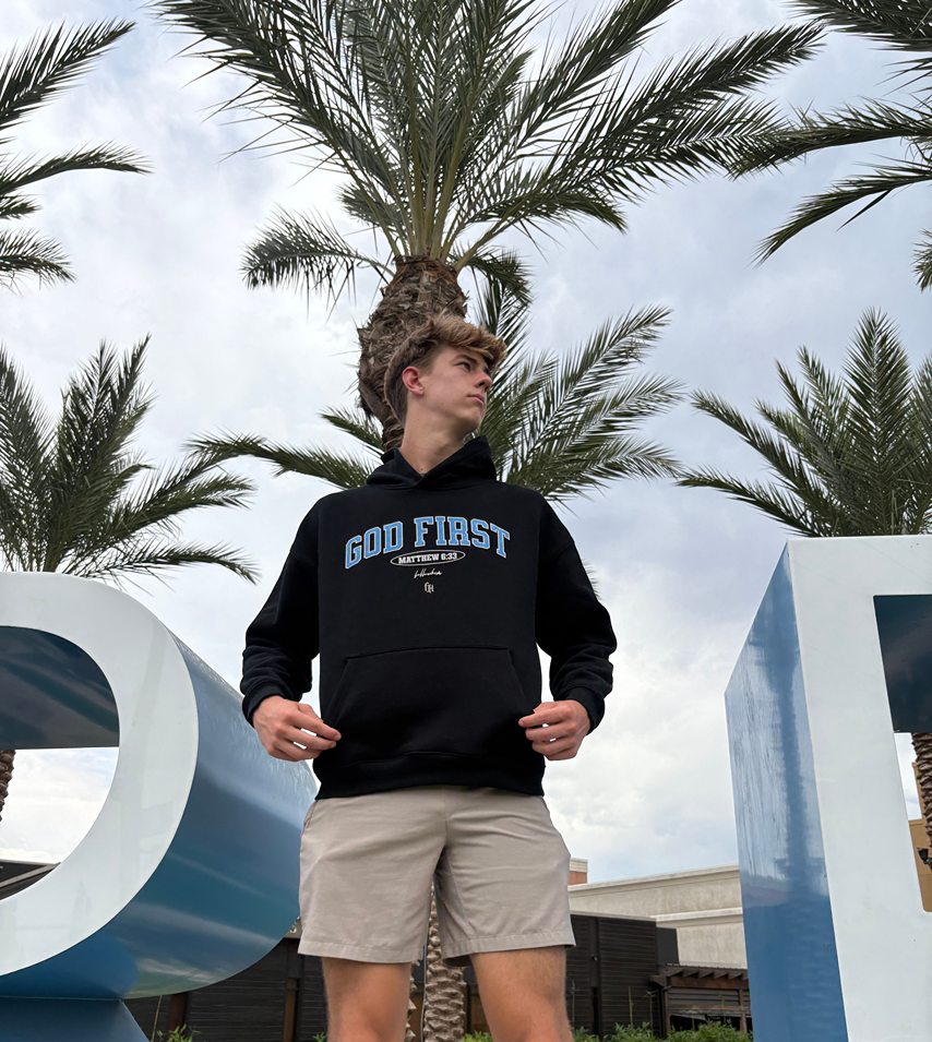GOD FIRST HOODIE BLACK