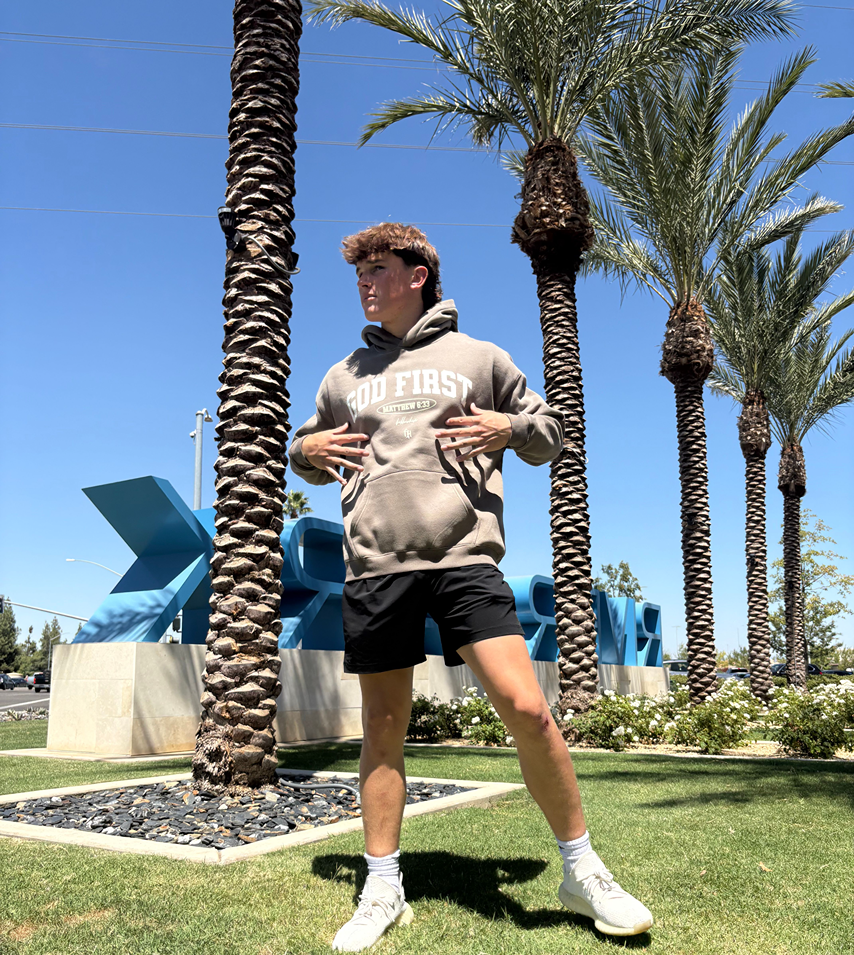 GOD FIRST HOODIE BROWN