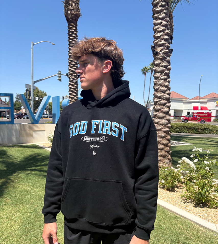 GOD FIRST HOODIE BLACK