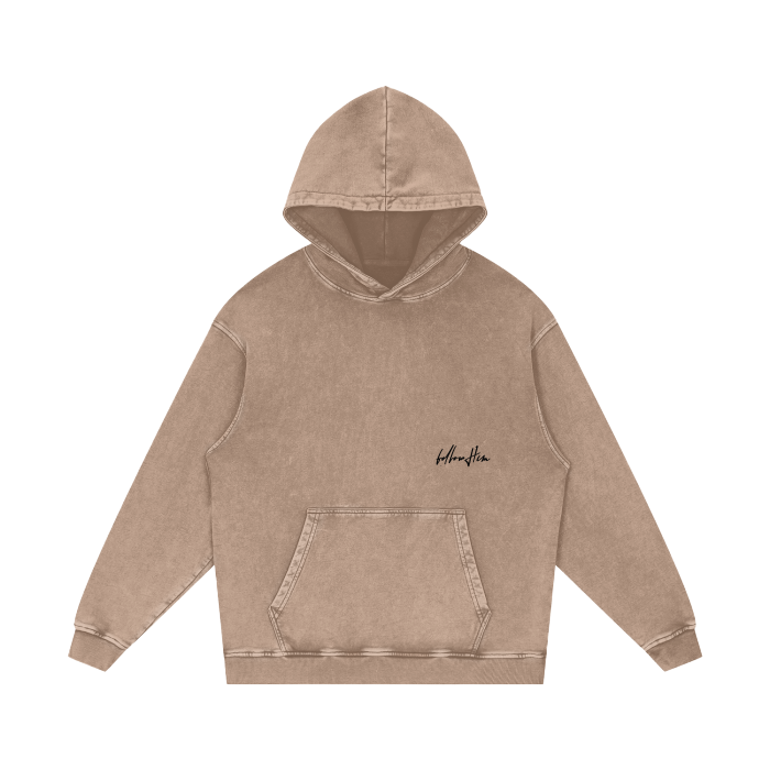 ACID WASH FLLWHIM HOODIE - light grey, dark grey, light brown
