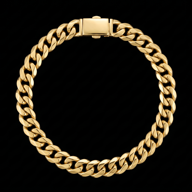 Cuban bracelet 8mm, gold