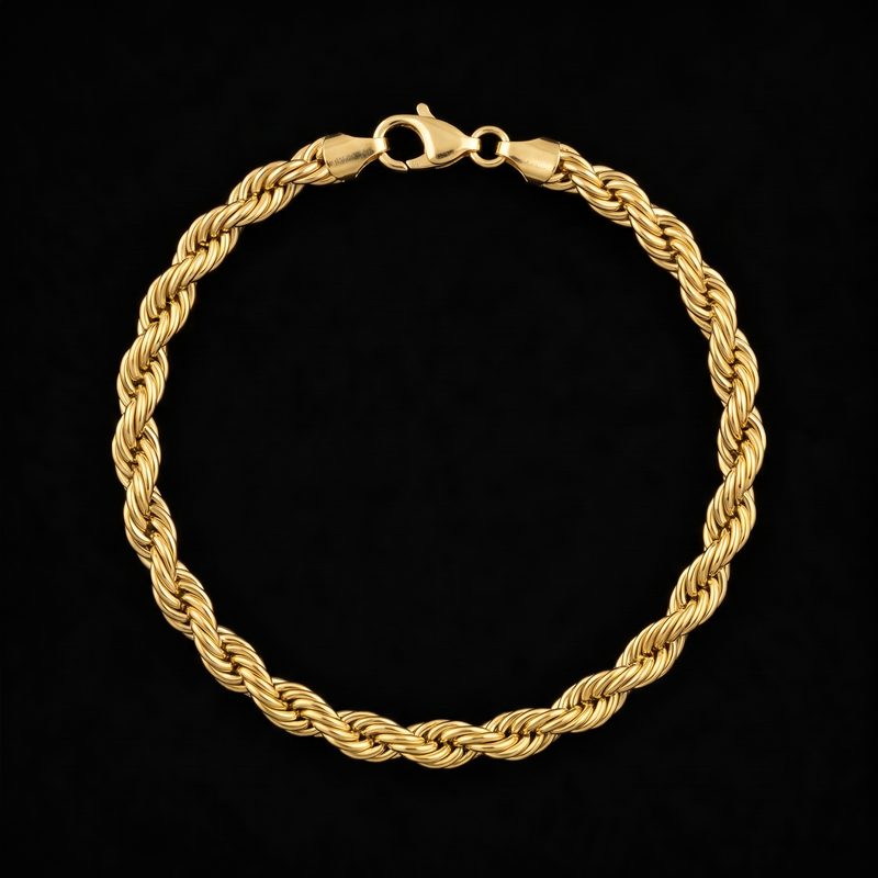 Rope bracelet 5mm, gold