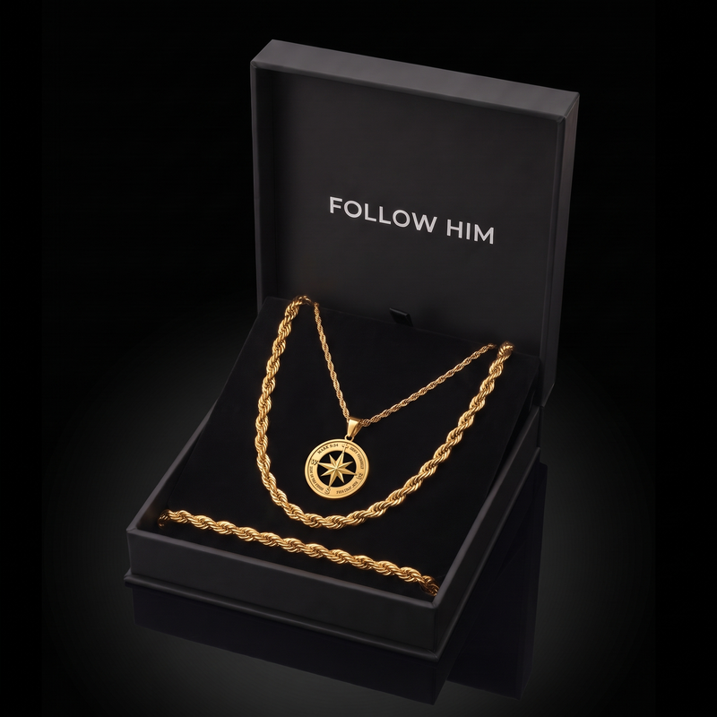 The Compass Set in the Follow Him box, gold