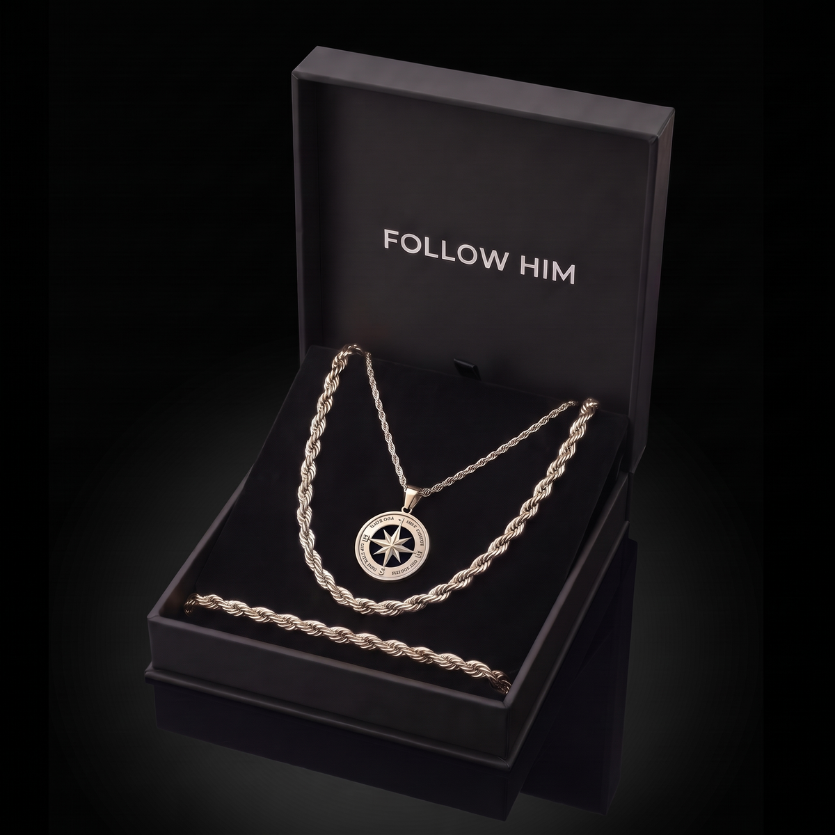 The Compass Set in the Follow Him box, silver