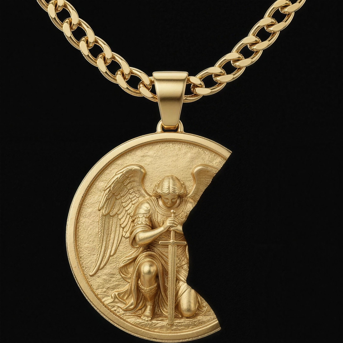 The Kneeling Angel pendant, gold
