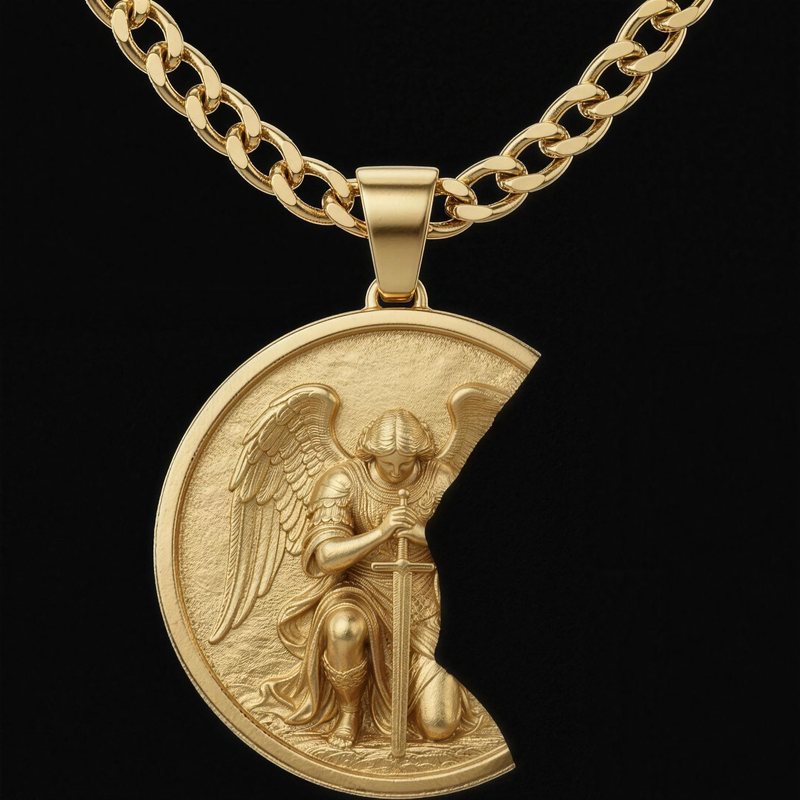 The Kneeling Angel pendant, gold
