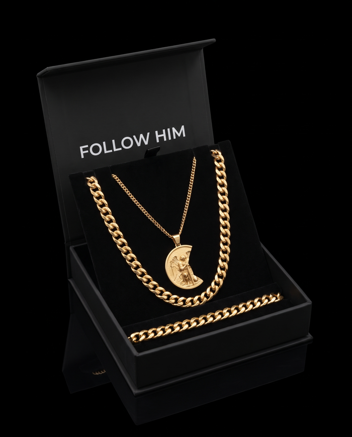 The Kneeling Angel Set in the Follow Him box, gold