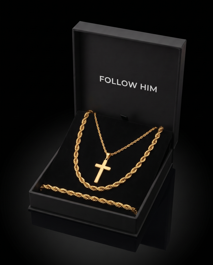 The Cross Set in the Follow Him box, gold