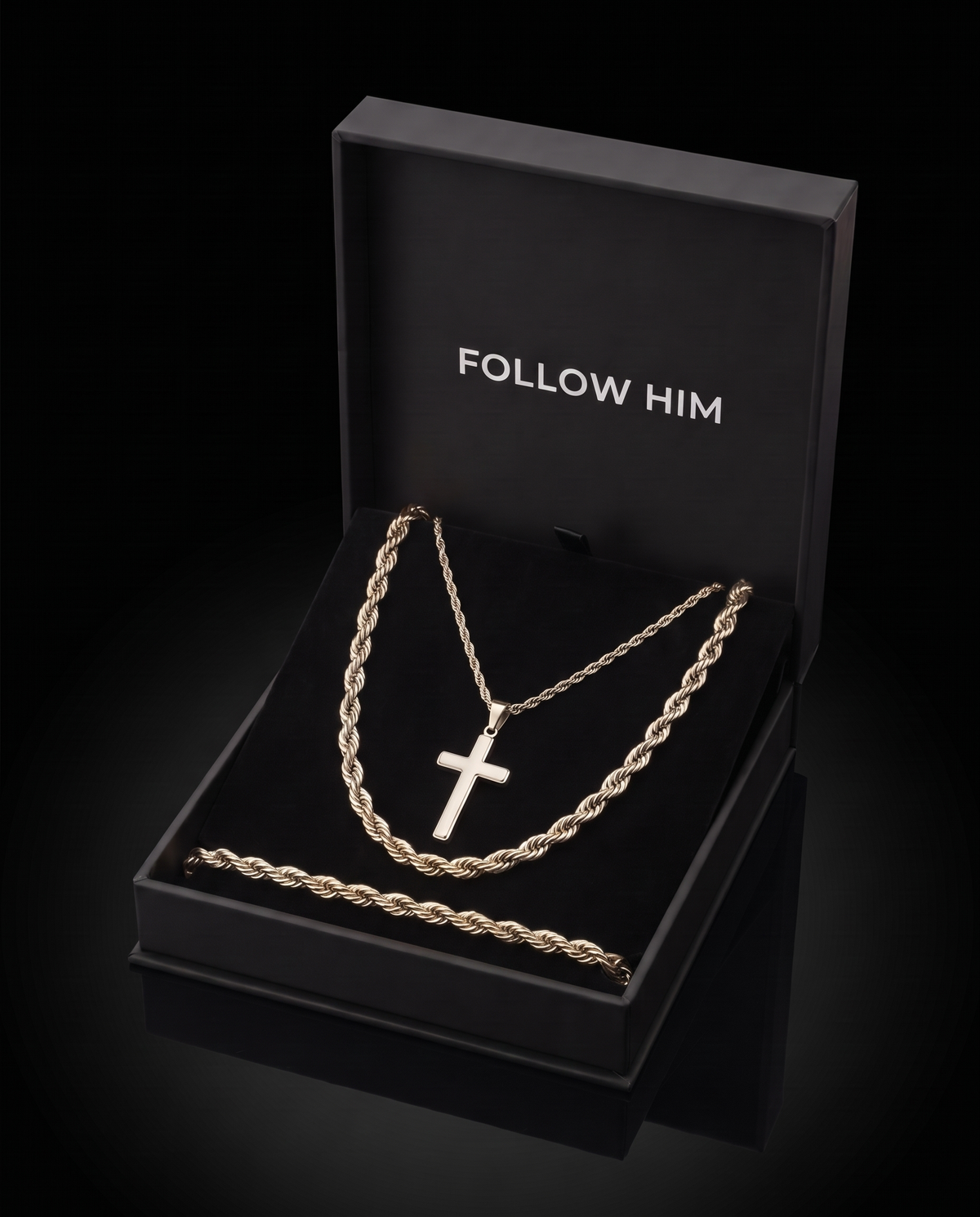 The Cross Set in the Follow Him box, silver