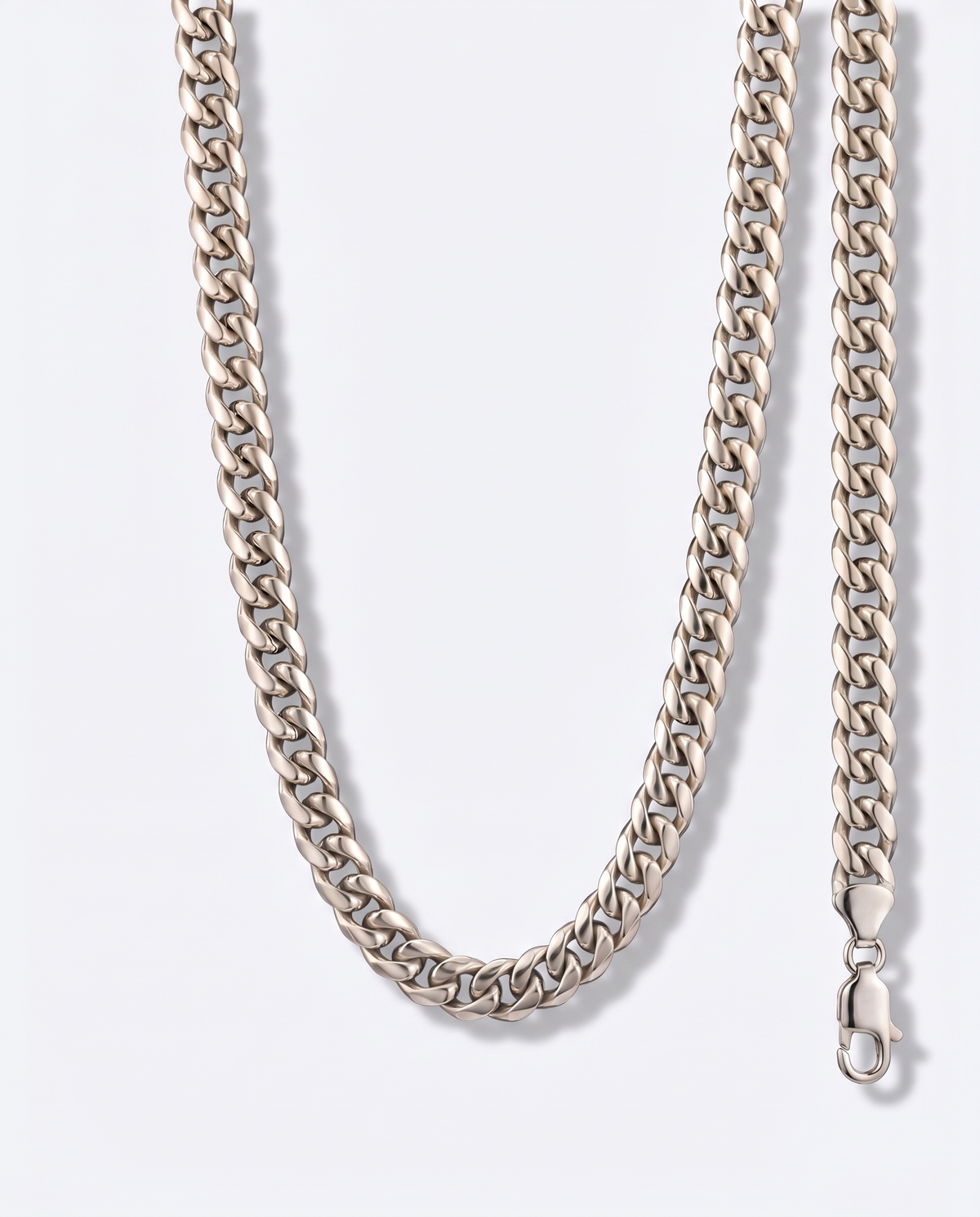 Chain and bracelet set, silver, white