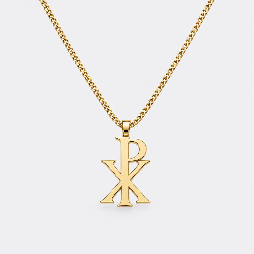 The Chi Rho pendant, gold, white