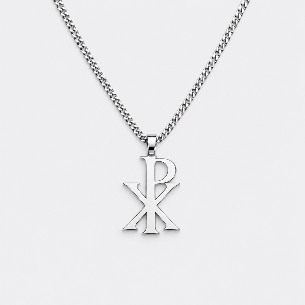 The Chi Rho pendant, silver, white