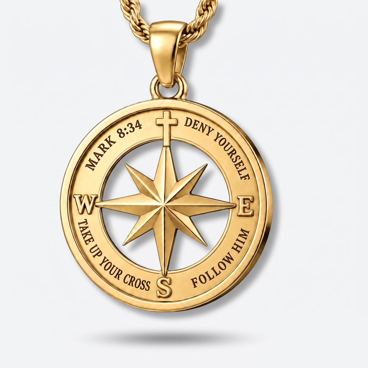 The Compass pendant, gold, white