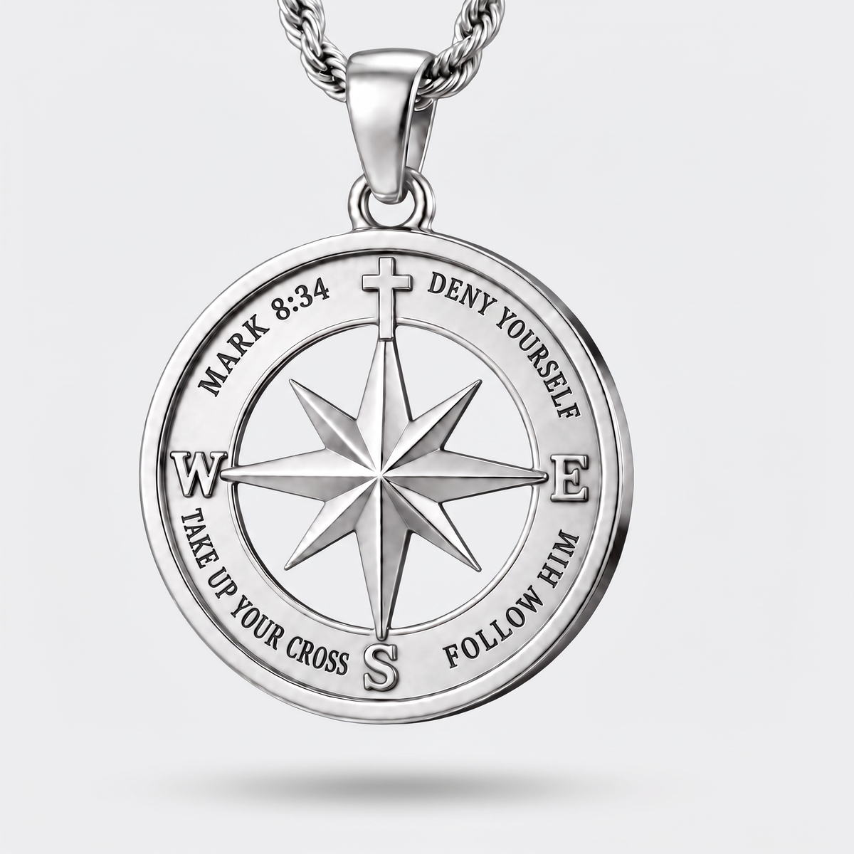 The Compass pendant, silver, white