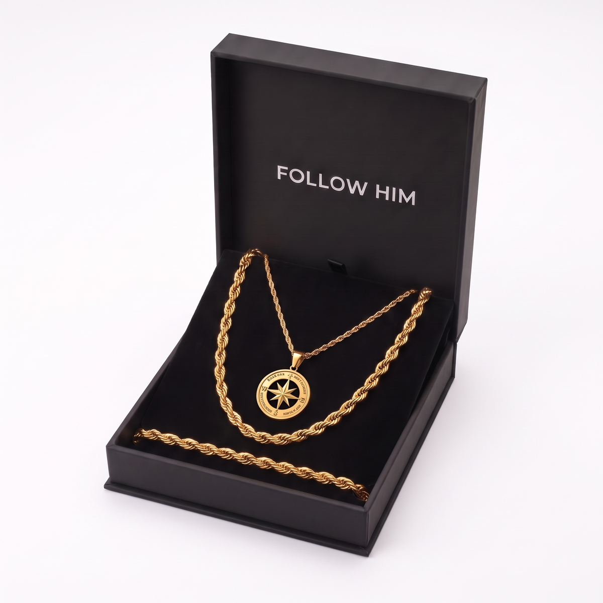 The Compass Set in the Follow Him box, gold, white