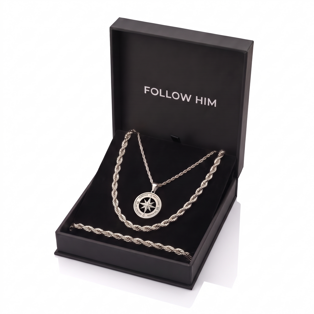 The Compass Set in the Follow Him box, silver, white