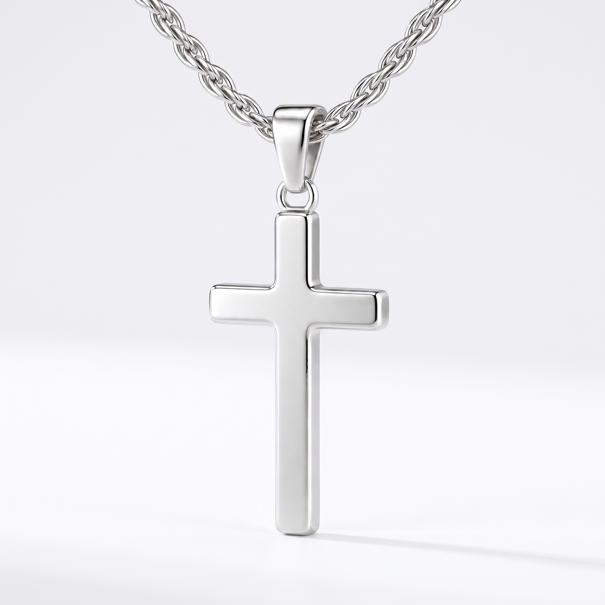 The Cross pendant, silver, white