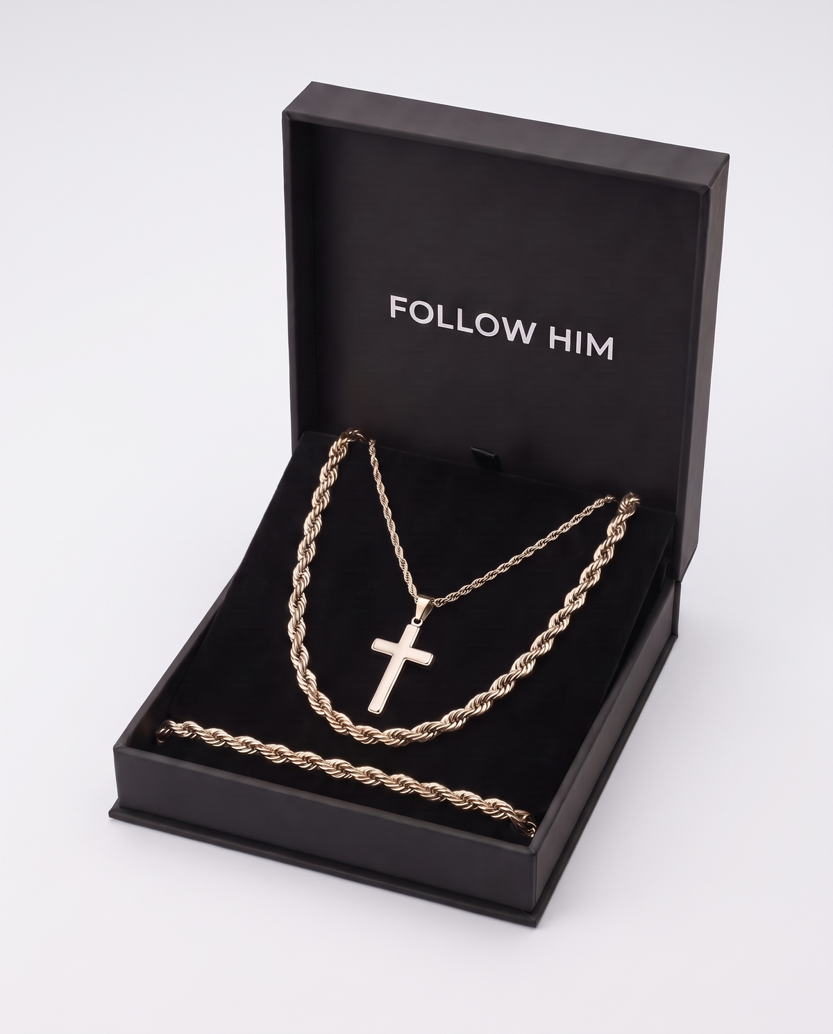 The Cross Set in the Follow Him box, silver, white