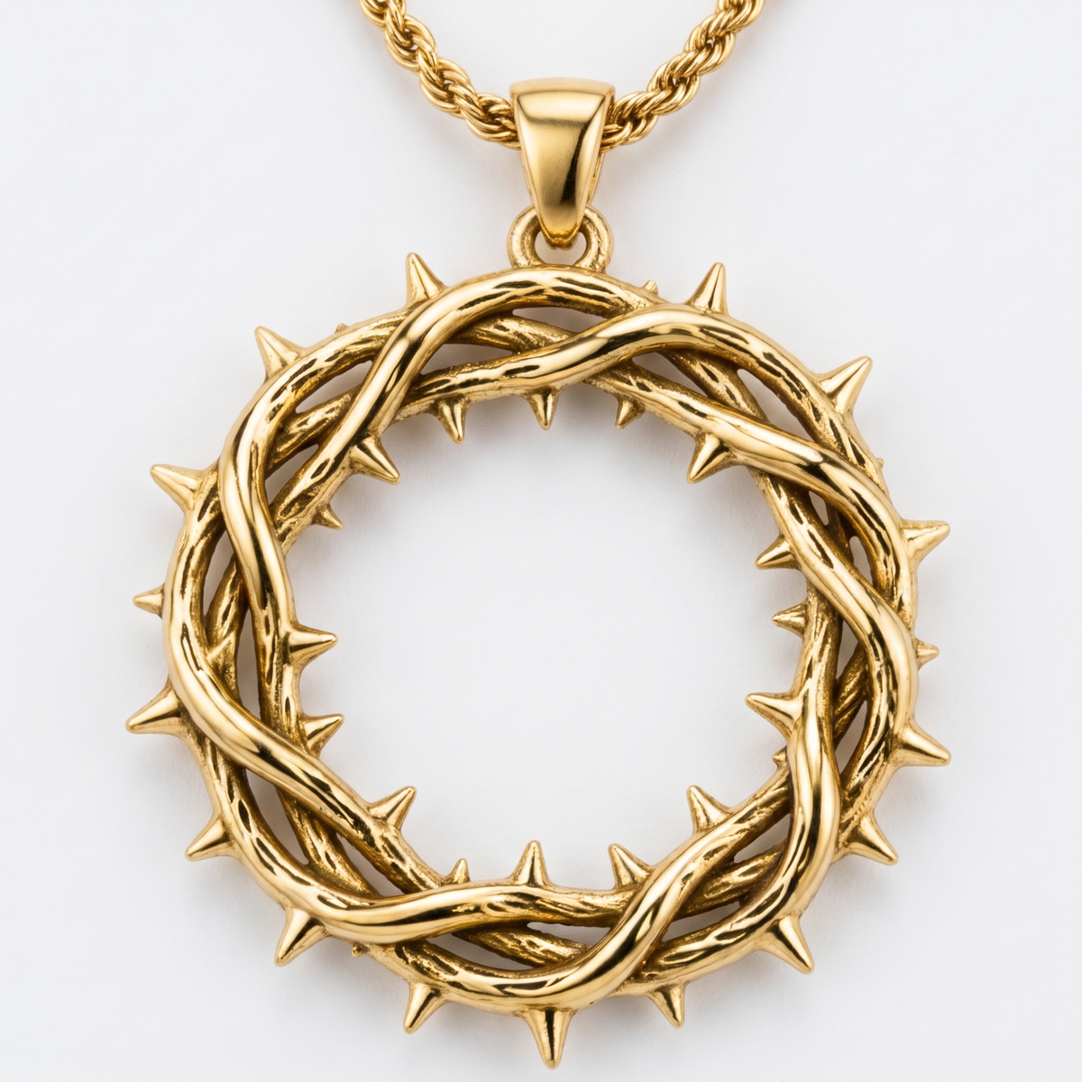 Crown of Thorns pendant, gold, white