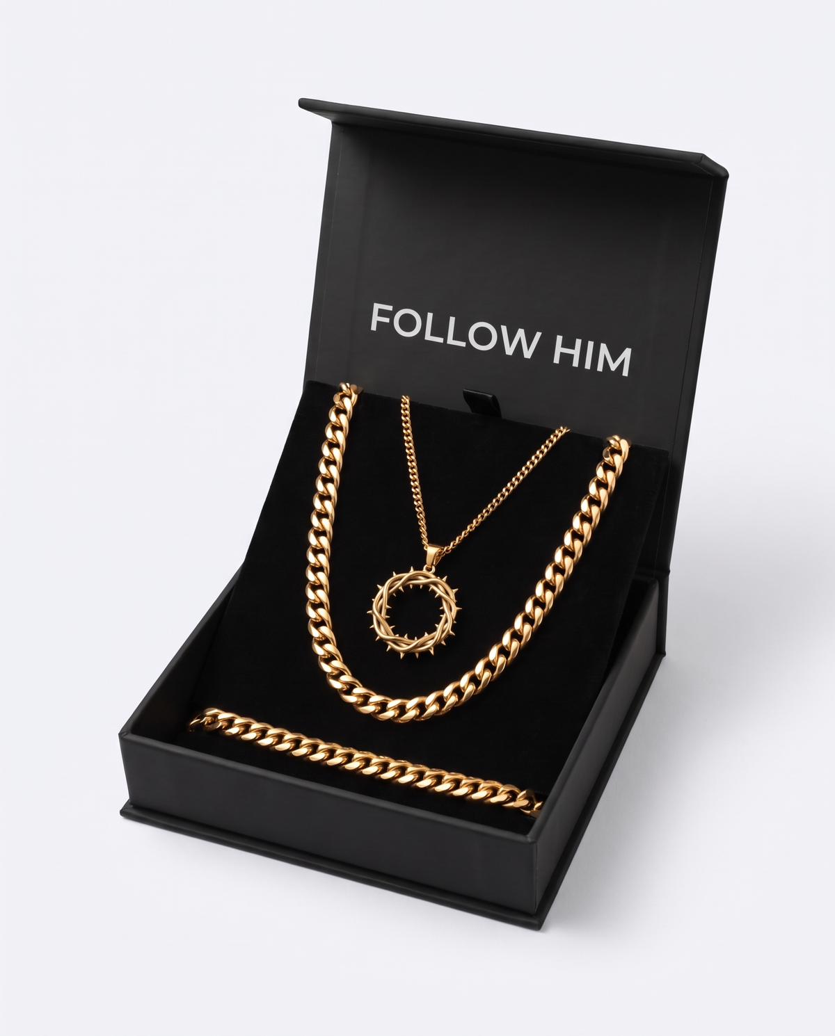 The Crown of Thorns Set in the Follow Him box, gold, white