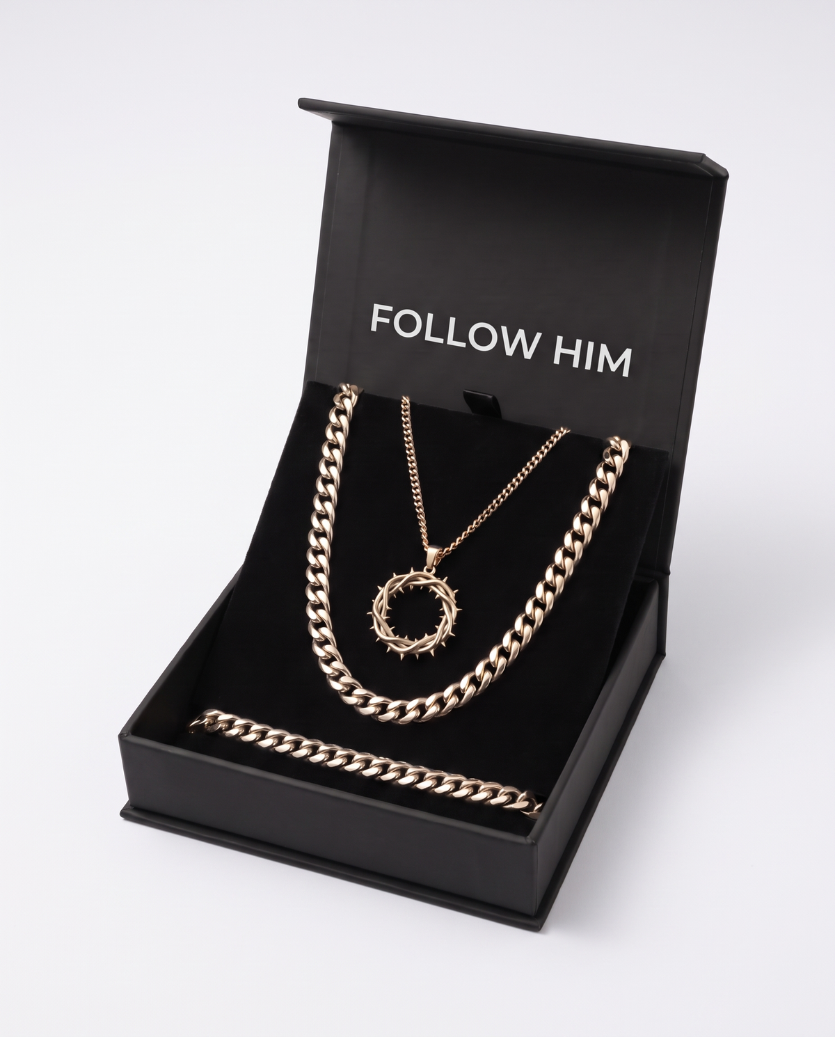 The Crown of Thorns Set in the Follow Him box, silver, white
