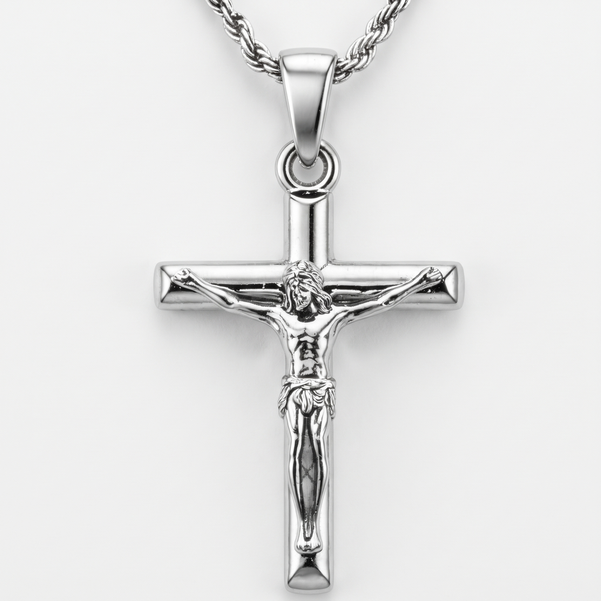 The Crucifix pendant, silver, white