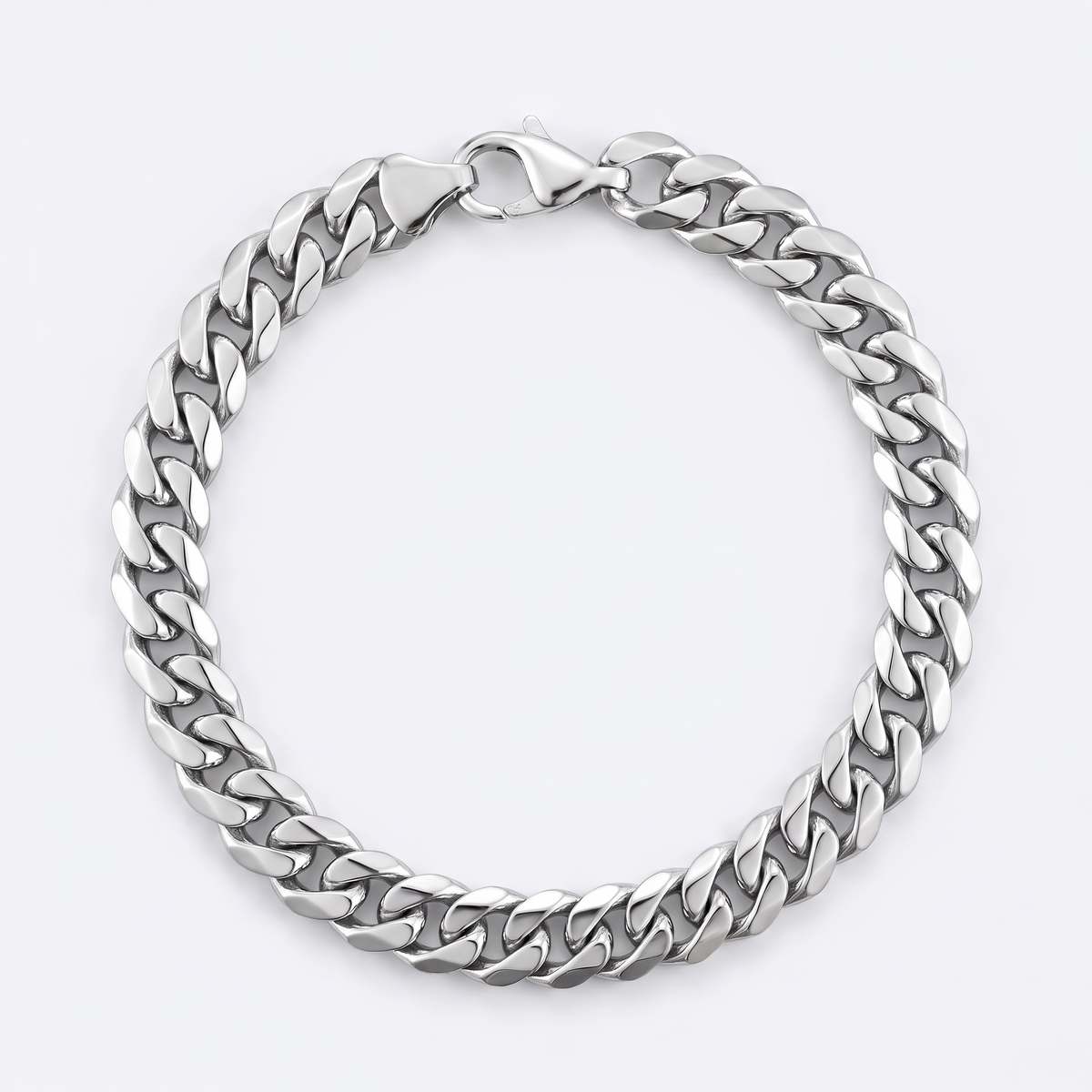 Cuban bracelet 5mm, silver, white