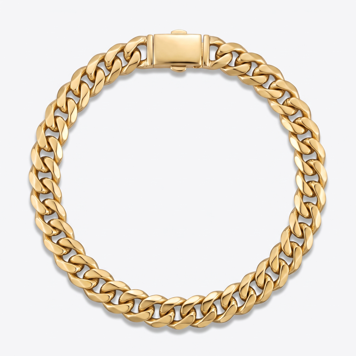 Cuban bracelet 8mm, gold, white