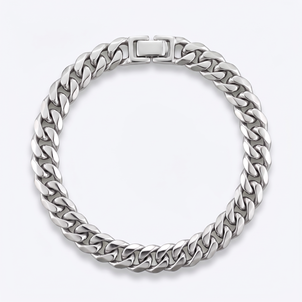 Cuban bracelet 8mm, silver, white