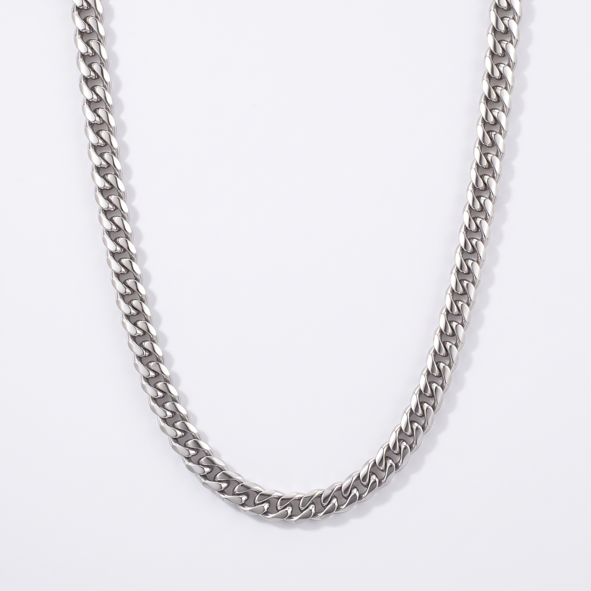 Cuban chain 3mm, silver, white