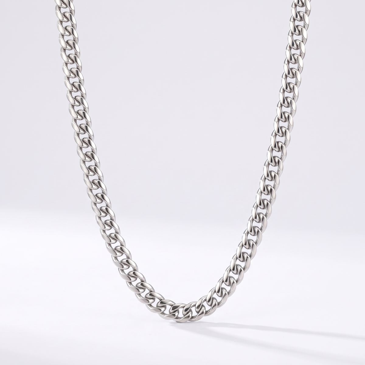 Cuban chain 5mm, silver, white