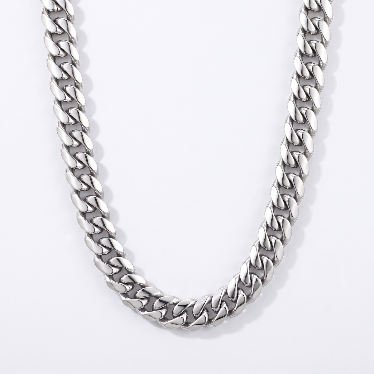 Cuban chain 8mm, silver, white