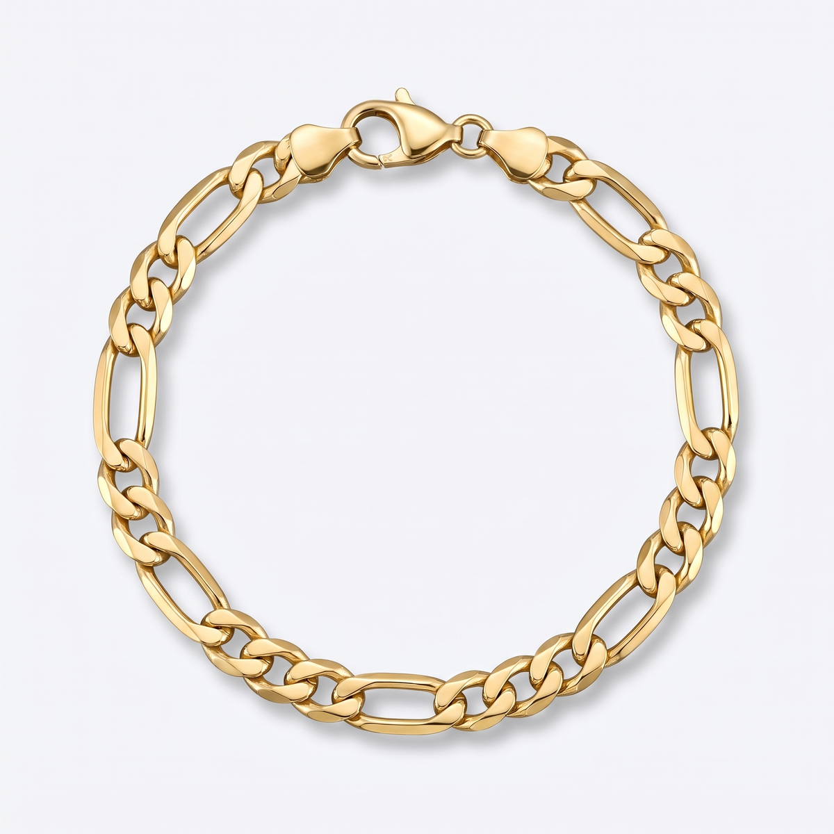 Figaro bracelet, gold, white