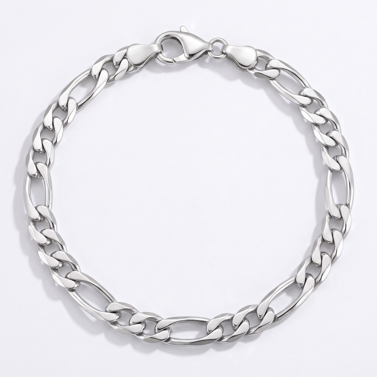 Figaro bracelet, silver, white