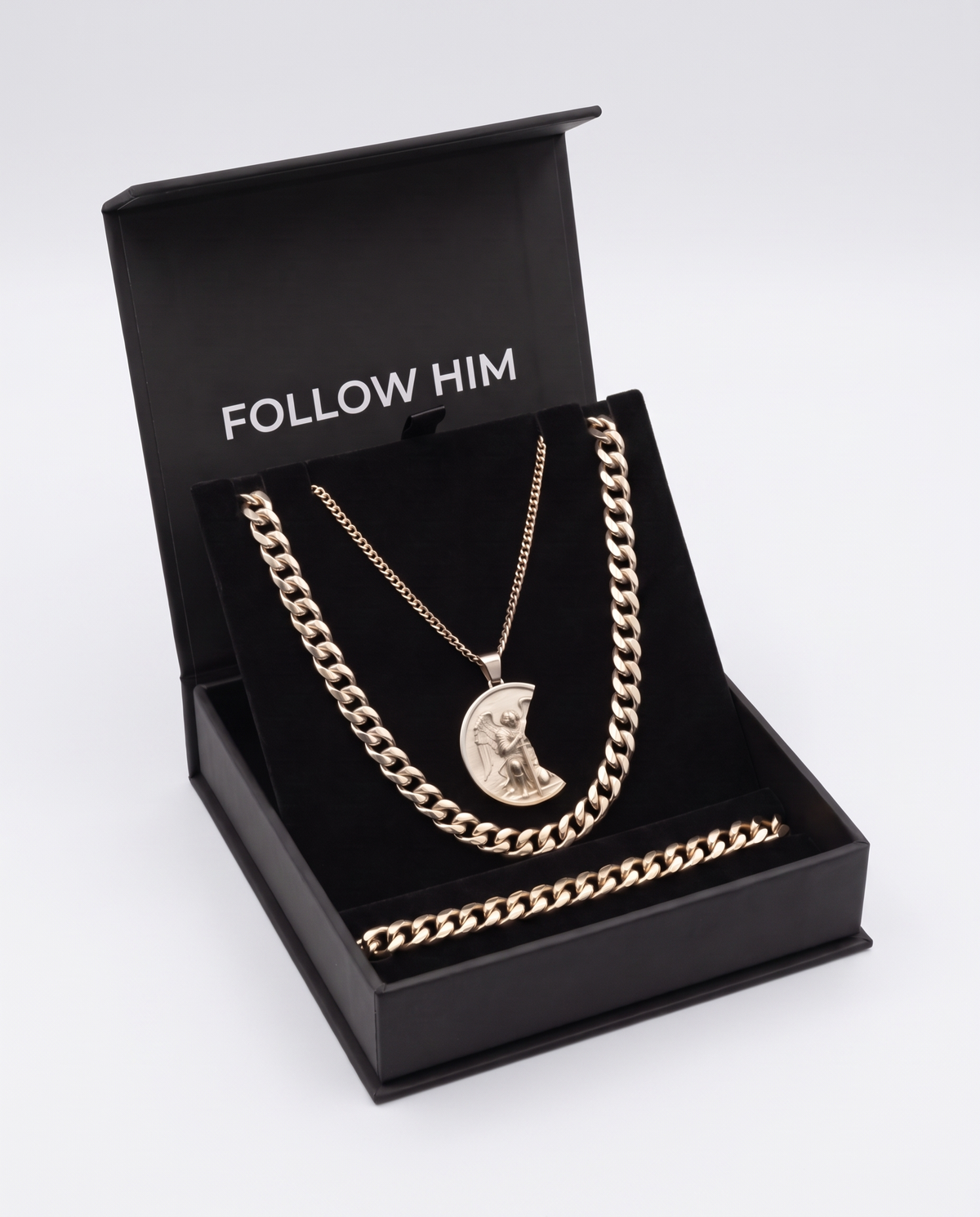 The Kneeling Angel Set in the Follow Him box, silver, white