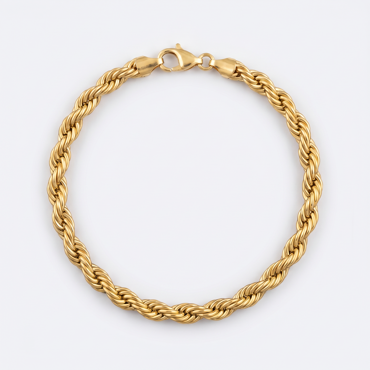 Rope bracelet 5mm, gold, white