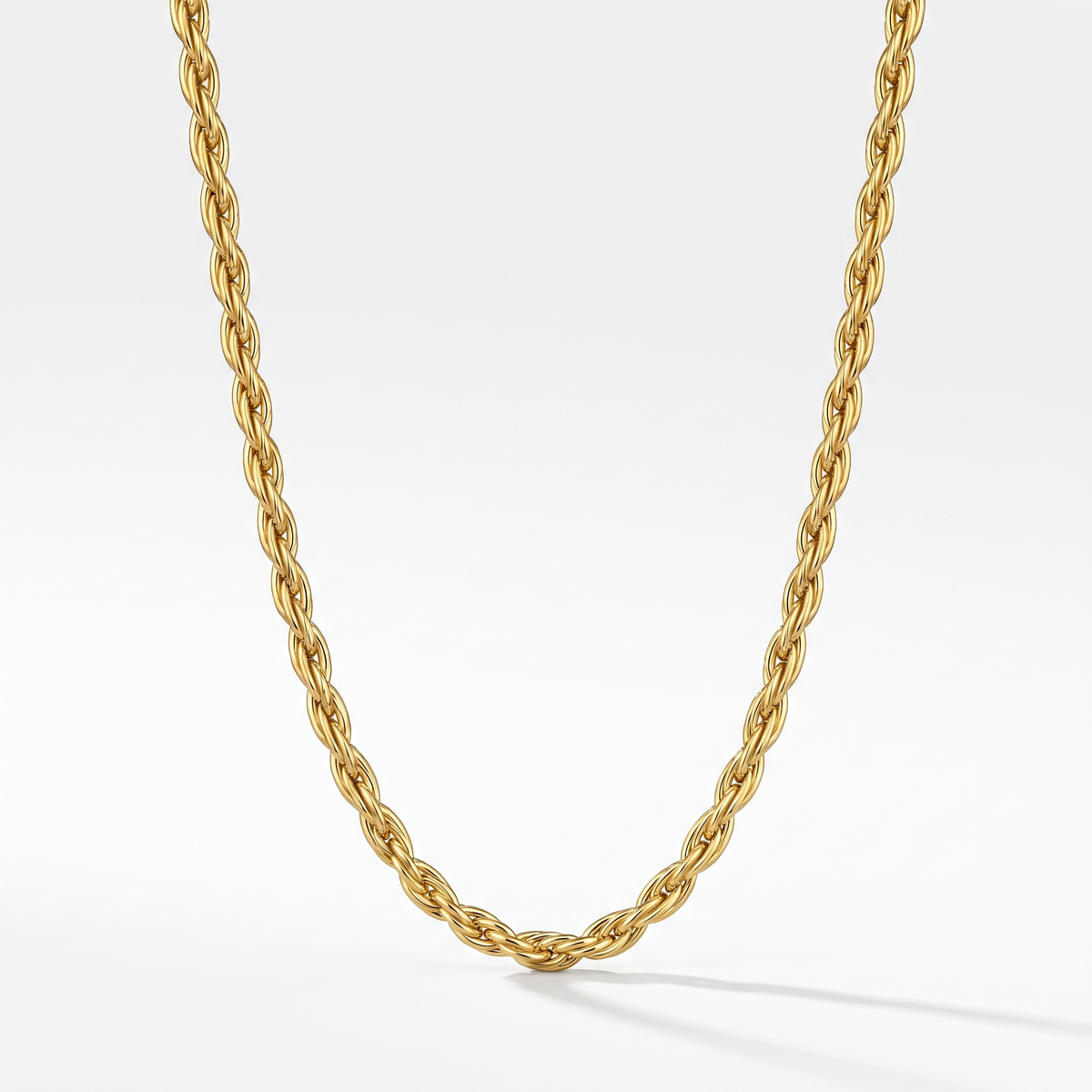 Rope chain 3mm, gold, white